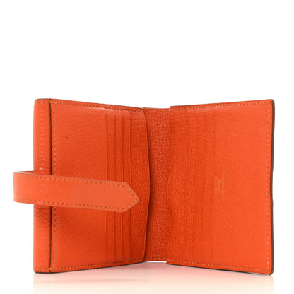 Hermes Chevre Mysore Tri Fold Bearn Wallet Orange 5 of 9