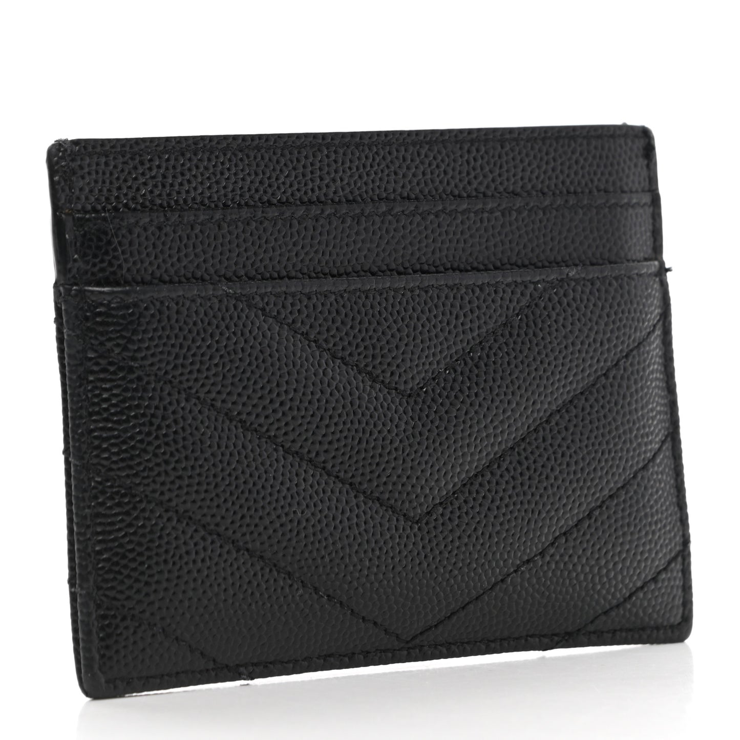 Grain De Poudre Matelasse Chevron Monogram Credit Card Case Black