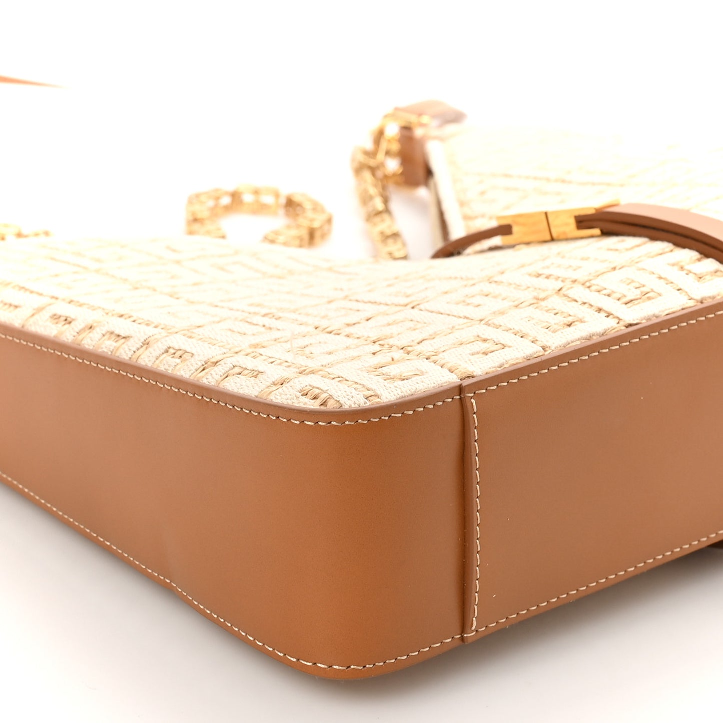 Raffia Jacquard Fabric 4G Small Cut Out Shoulder Bag Antigona Beige