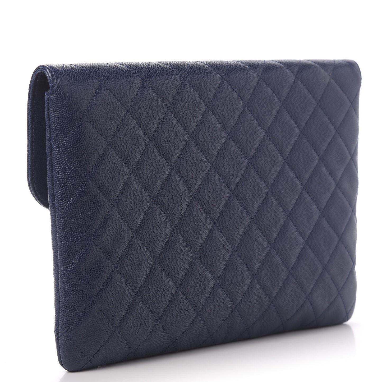 Caviar Quilted Medium Golden Class Pouch Navy