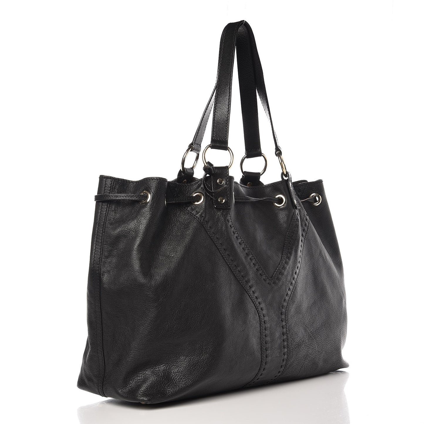 Calfskin Reversible Double Sac Y Tote Bronze Black