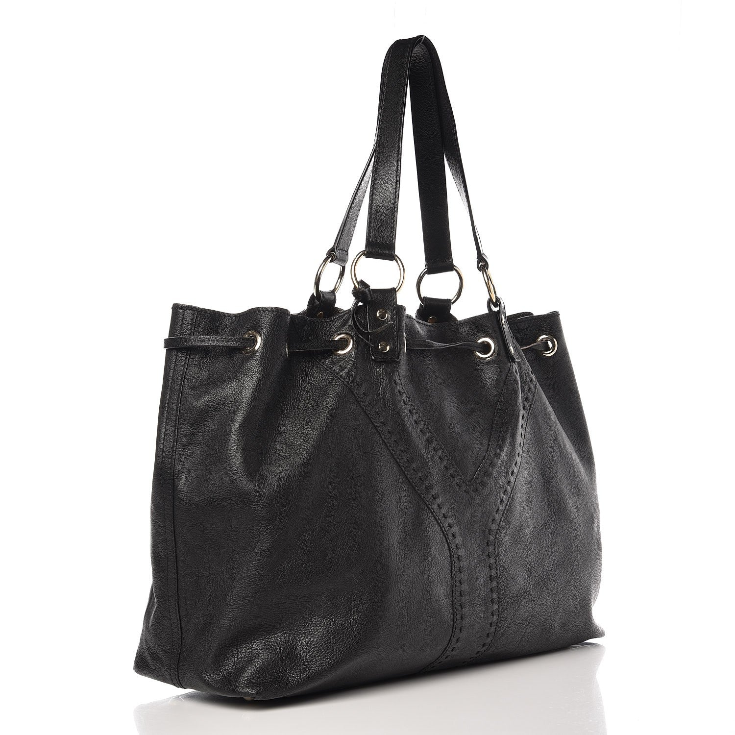 Saint Laurent Calfskin Reversible Double Sac Y Tote Bronze Black 4 of 8