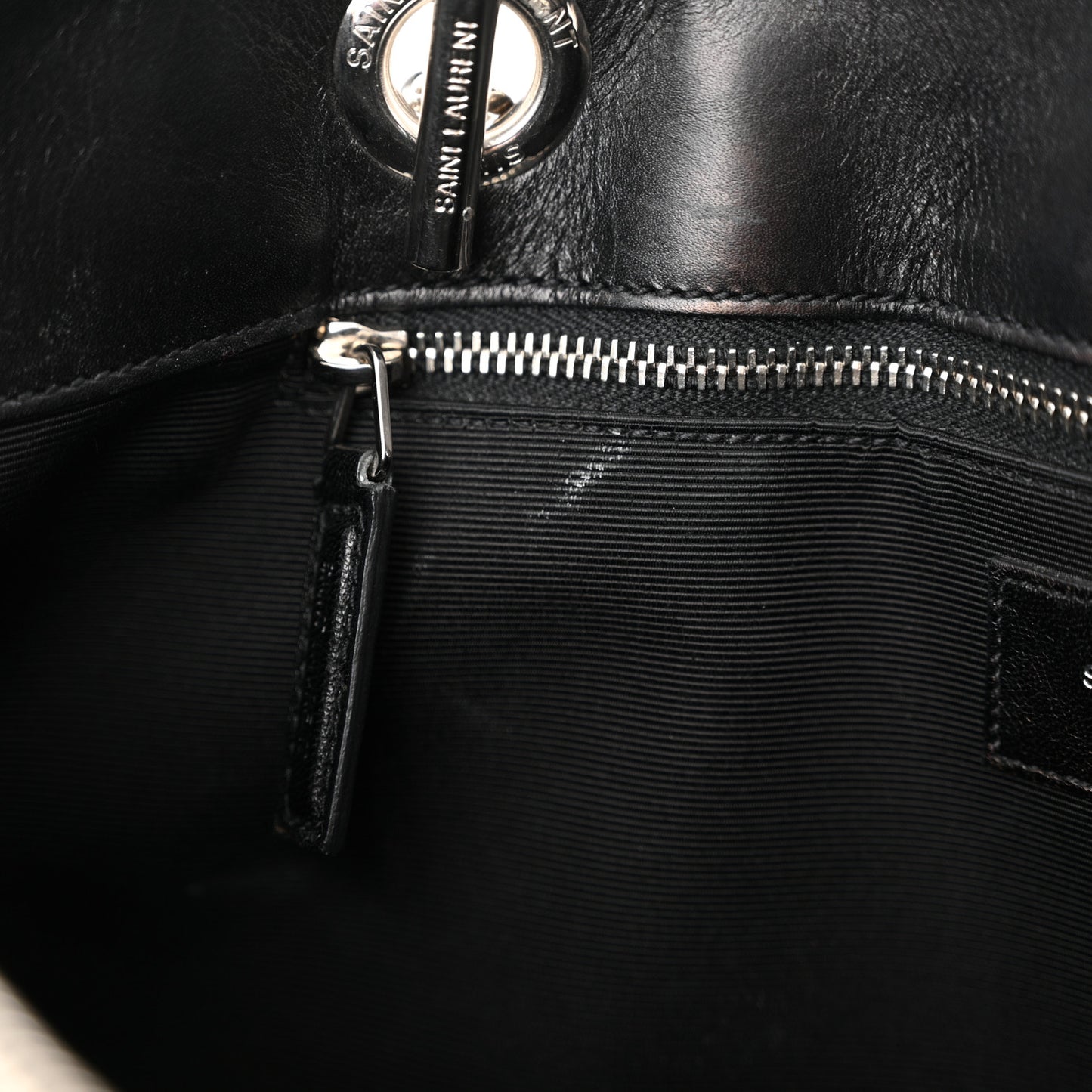 Smooth Calfskin Matelasse Chevron Large Monogram Shopping Bag Black