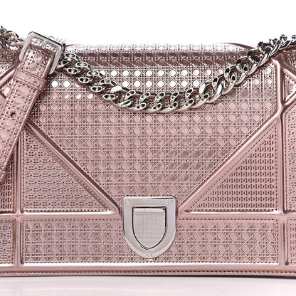 Christian Dior Metallic Patent Micro-Cannage Medium Diorama Flap Bag Pink 10 of 10