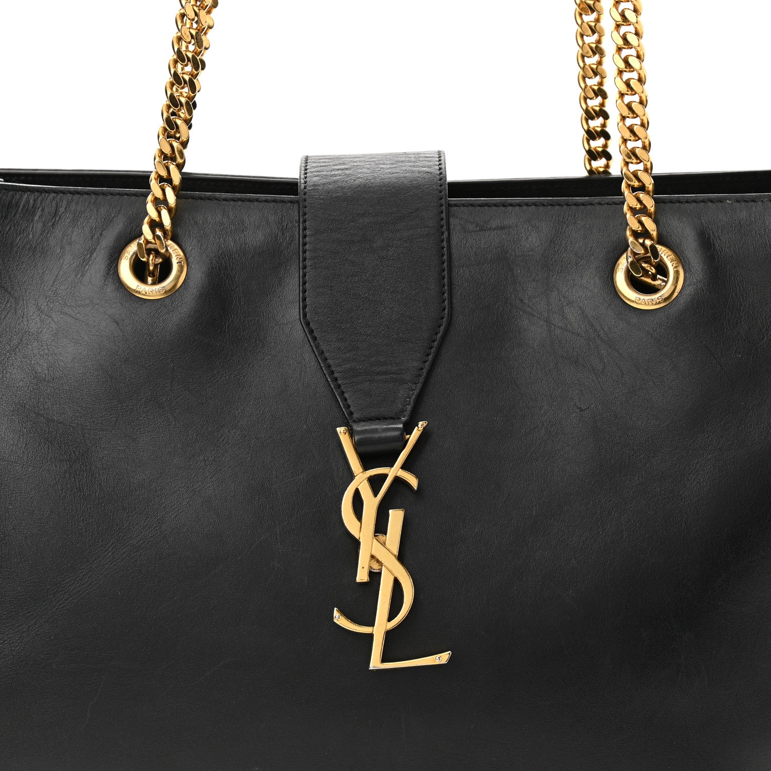 Saint Laurent Soft Calfskin Monogram Cassandre Shopper Black 8 of 11