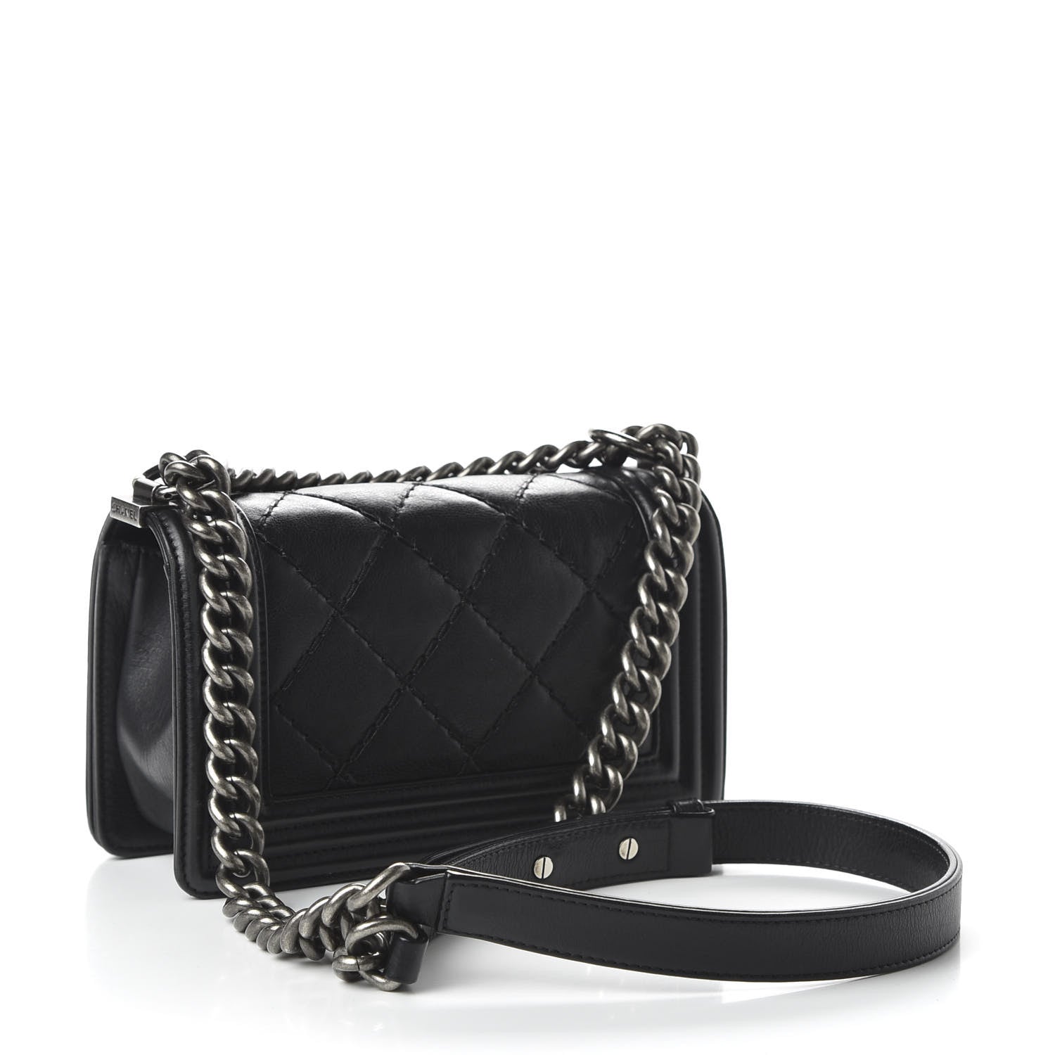 Chanel Calfskin Double Stitch Small Boy Flap Black 3 of 11