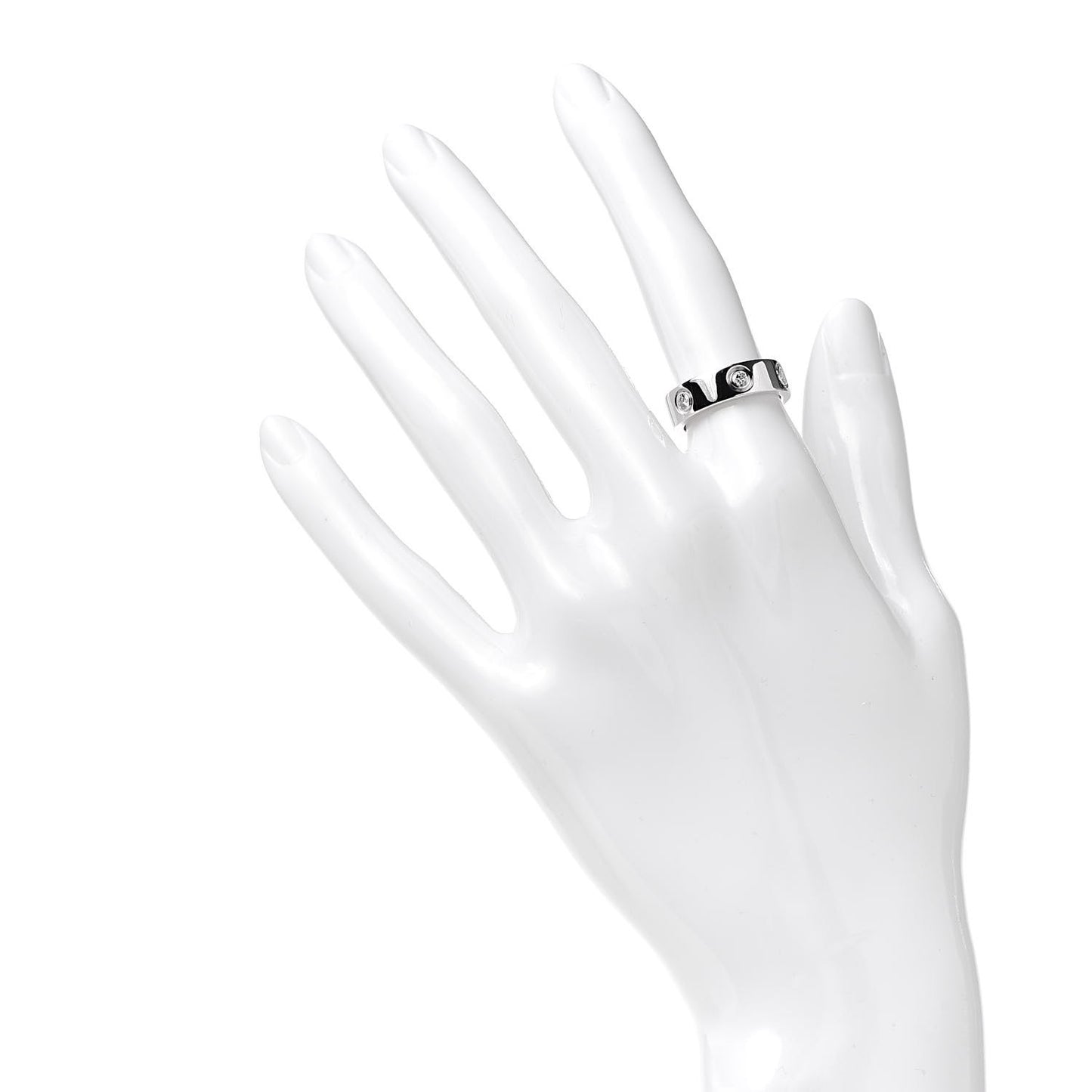 18K White Gold 6 Diamond 5.5mm LOVE Ring 50 5.25