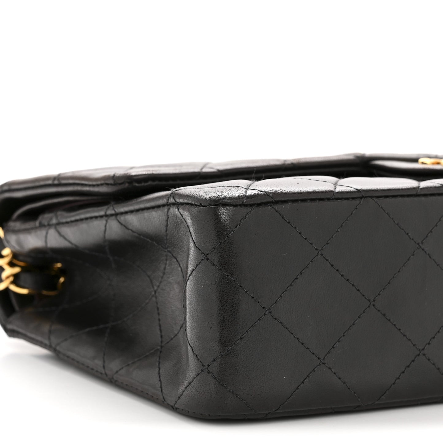 Lambskin Quilted Medium Double Flap Black