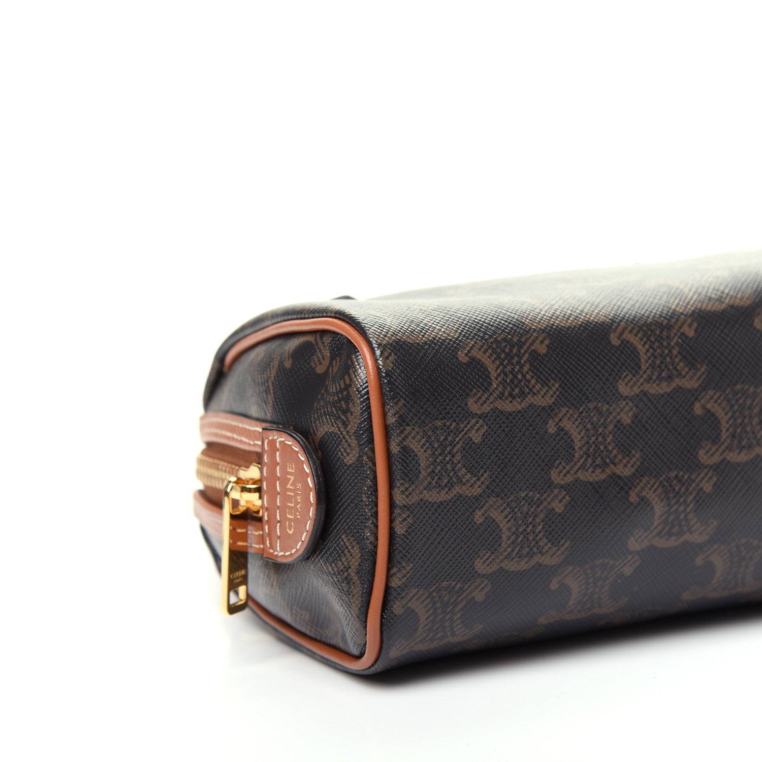 Celine Triomphe Canvas Calfskin Mini Boston Bag Tan 8 of 9