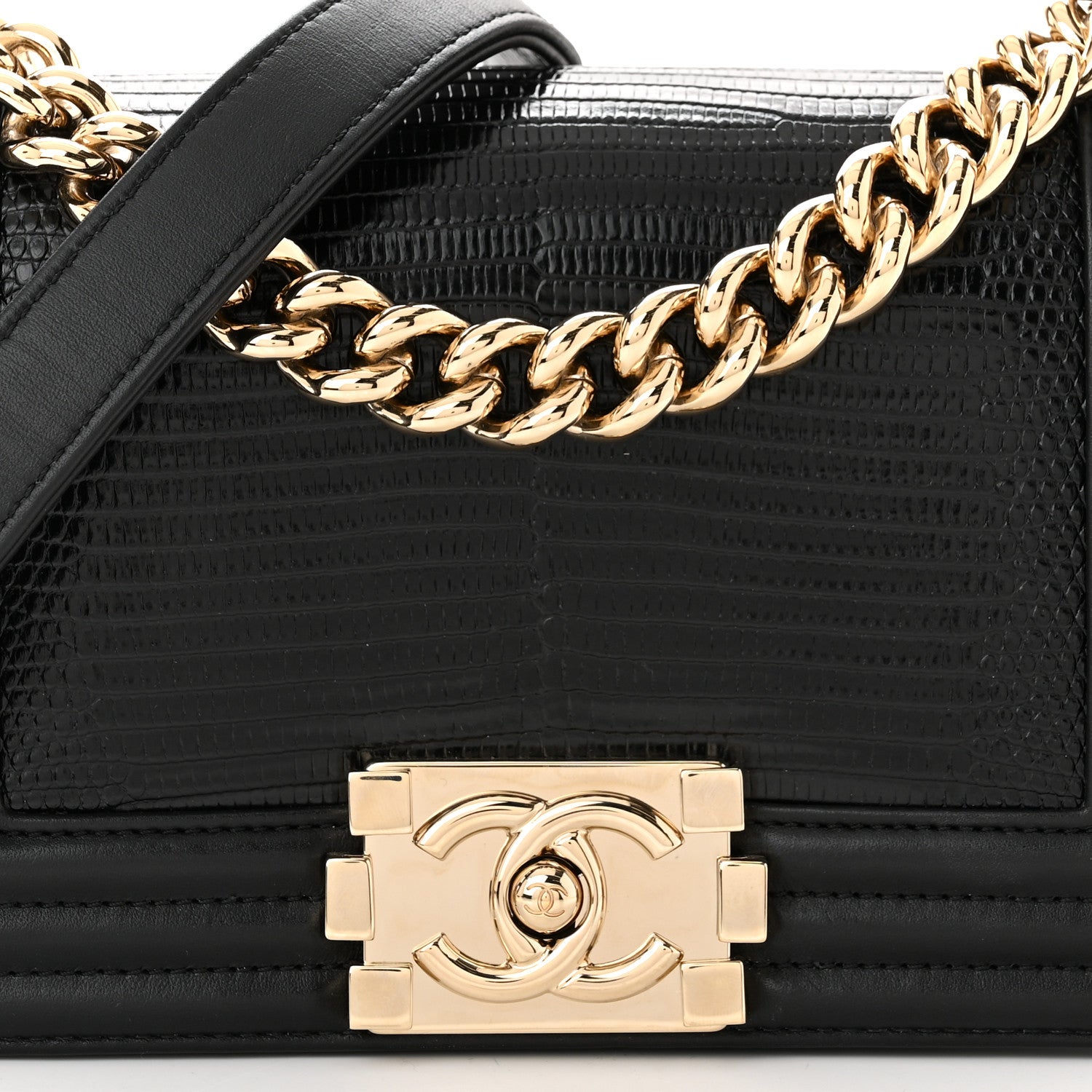 Chanel Lizard Calfskin Small Boy Flap Black 8 of 11