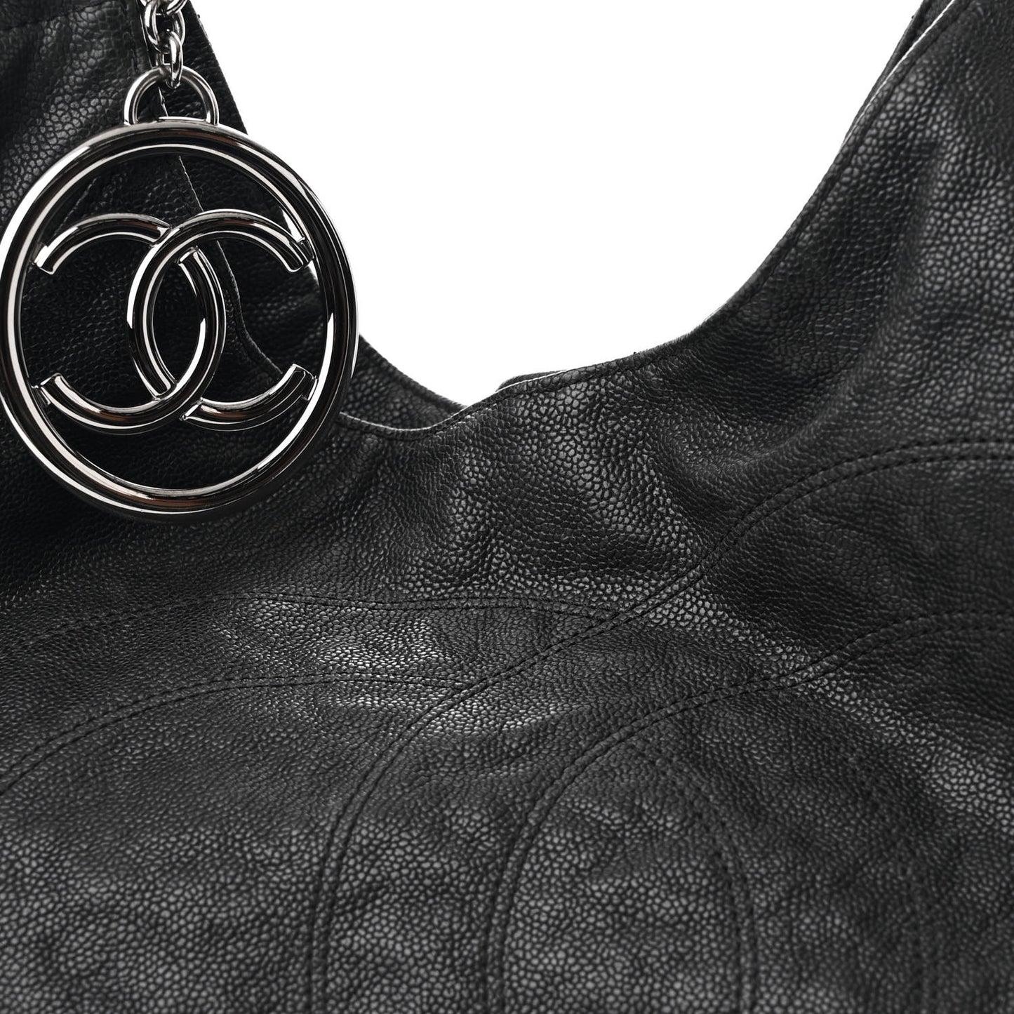 Distressed Caviar XL Coco Cabas Black