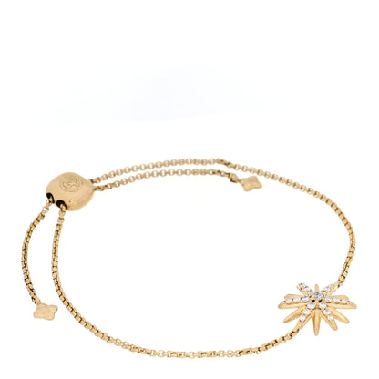 David Yurman 18K Yellow Gold Diamond Starburst Station Chain Bracelet 1 of 4