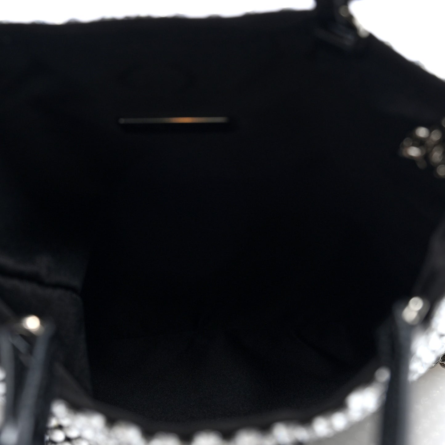 Satin Crystal Metal Triangle Logo Chain Crossbody Handbag Cristal