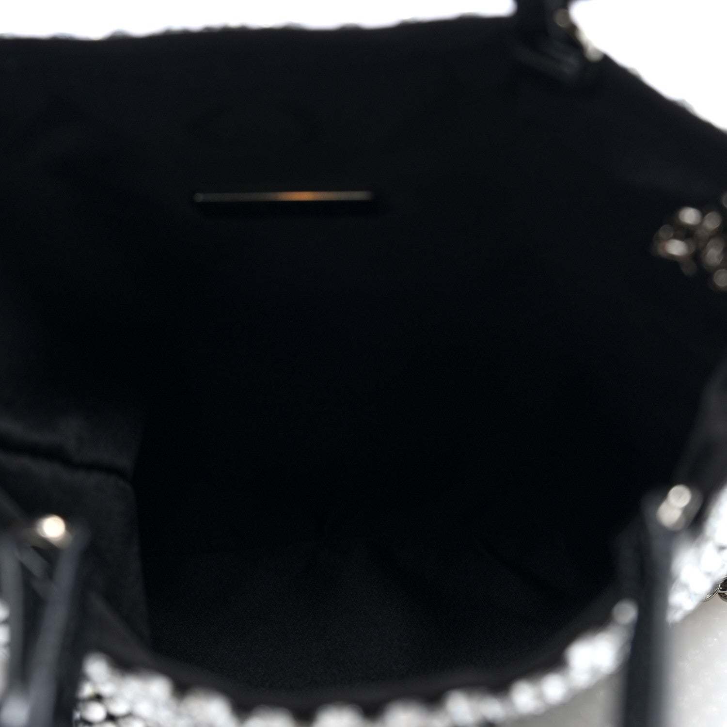 Prada Satin Crystal Metal Triangle Logo Chain Crossbody Handbag Cristal 5 of 9