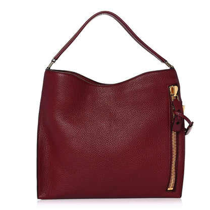 Tom Ford Pebbled Calfskin Small Alix Padlock Zip Hobo Bag Cranberry 3 of 10
