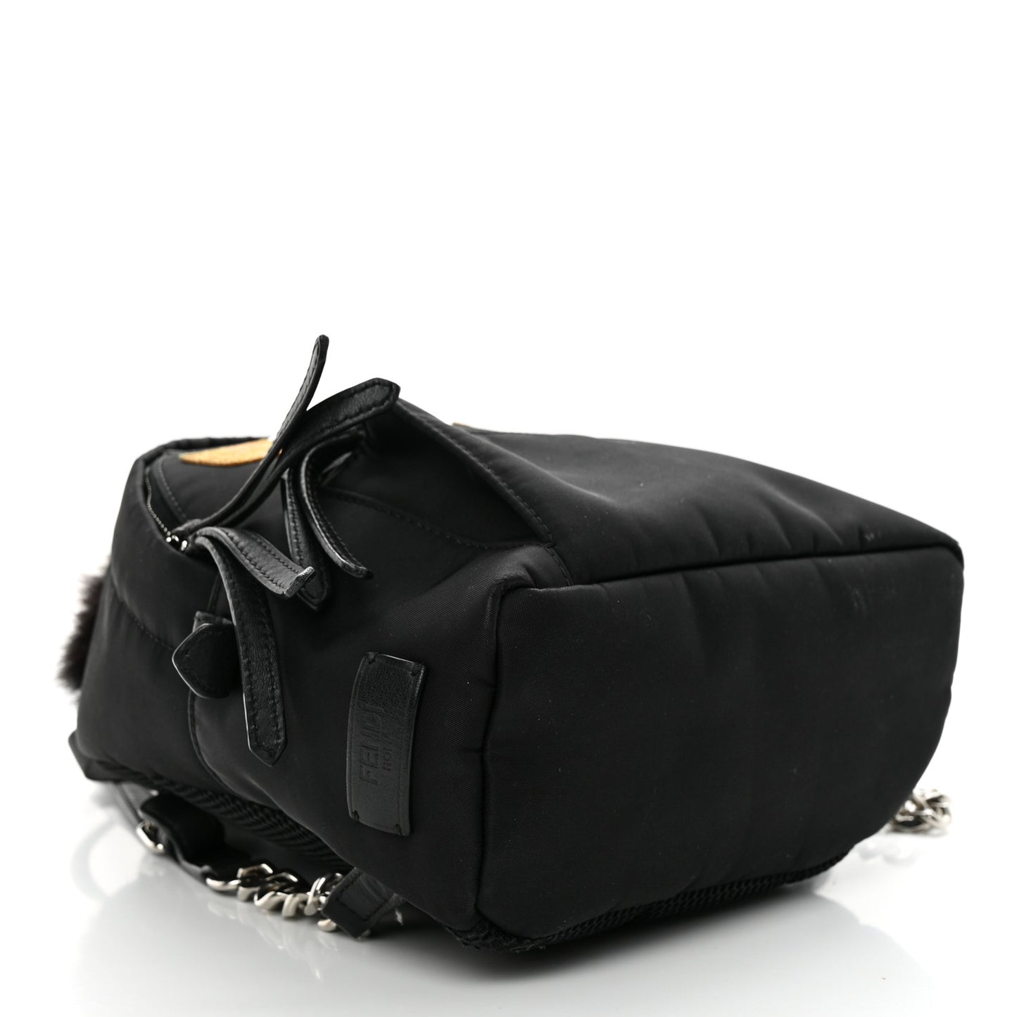 Nylon Vitello Dolce Goat Fox Fur Crocodile Monster Eyes Mini Backpack Black Sunflower