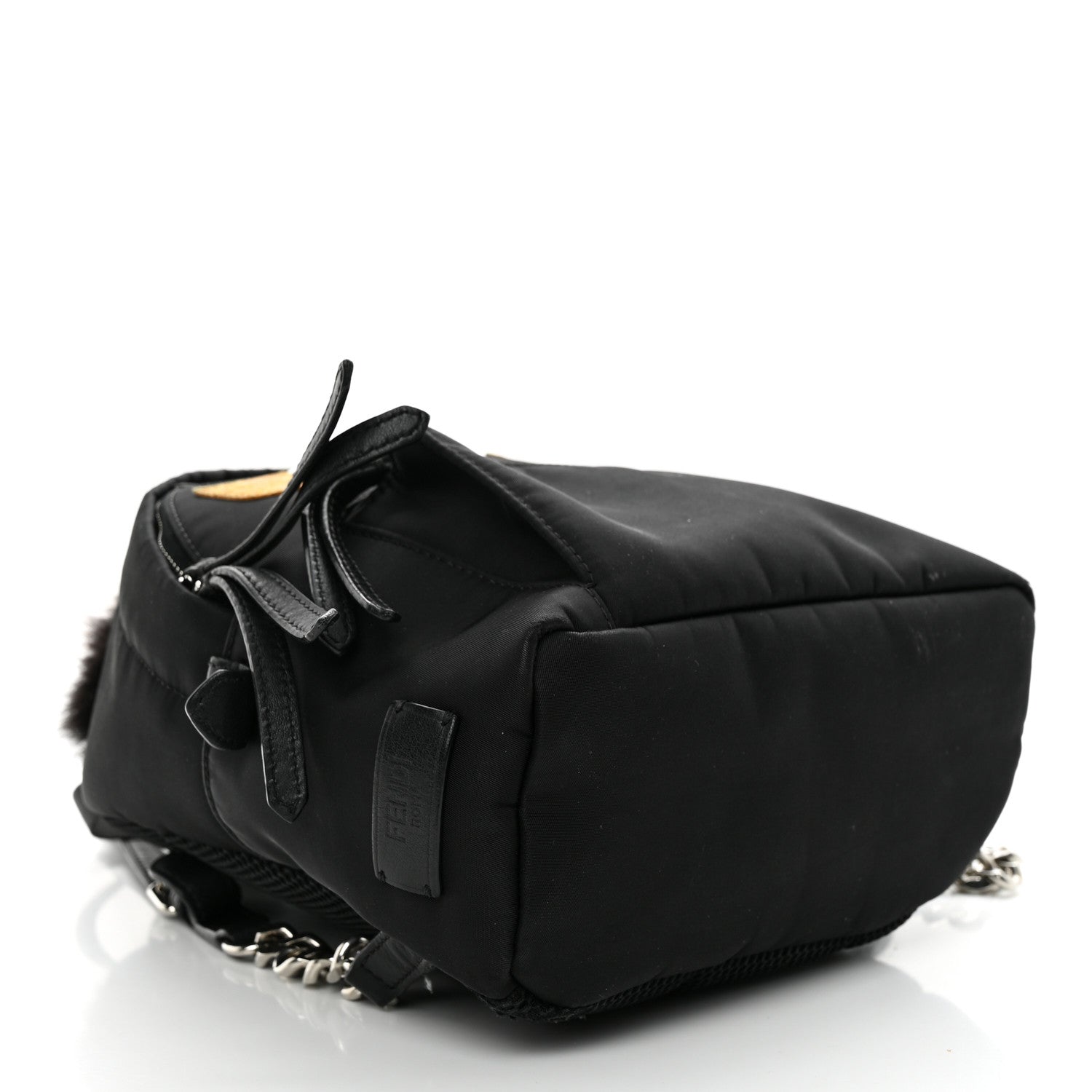 Fendi Nylon Vitello Dolce Goat Fox Fur Crocodile Monster Eyes Mini Backpack Black Sunflower 4 of 11