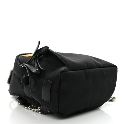 Fendi Nylon Vitello Dolce Goat Fox Fur Crocodile Monster Eyes Mini Backpack Black Sunflower 4 of 11