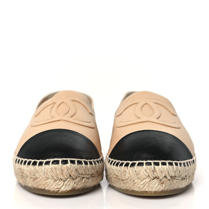 Chanel Lambskin CC Espadrilles 39 Beige Black 2 of 9