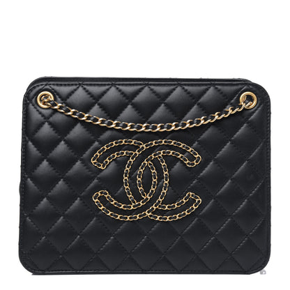 Chanel Calfskin Quilted CC Chain Accordion Tote Black 1 of 4