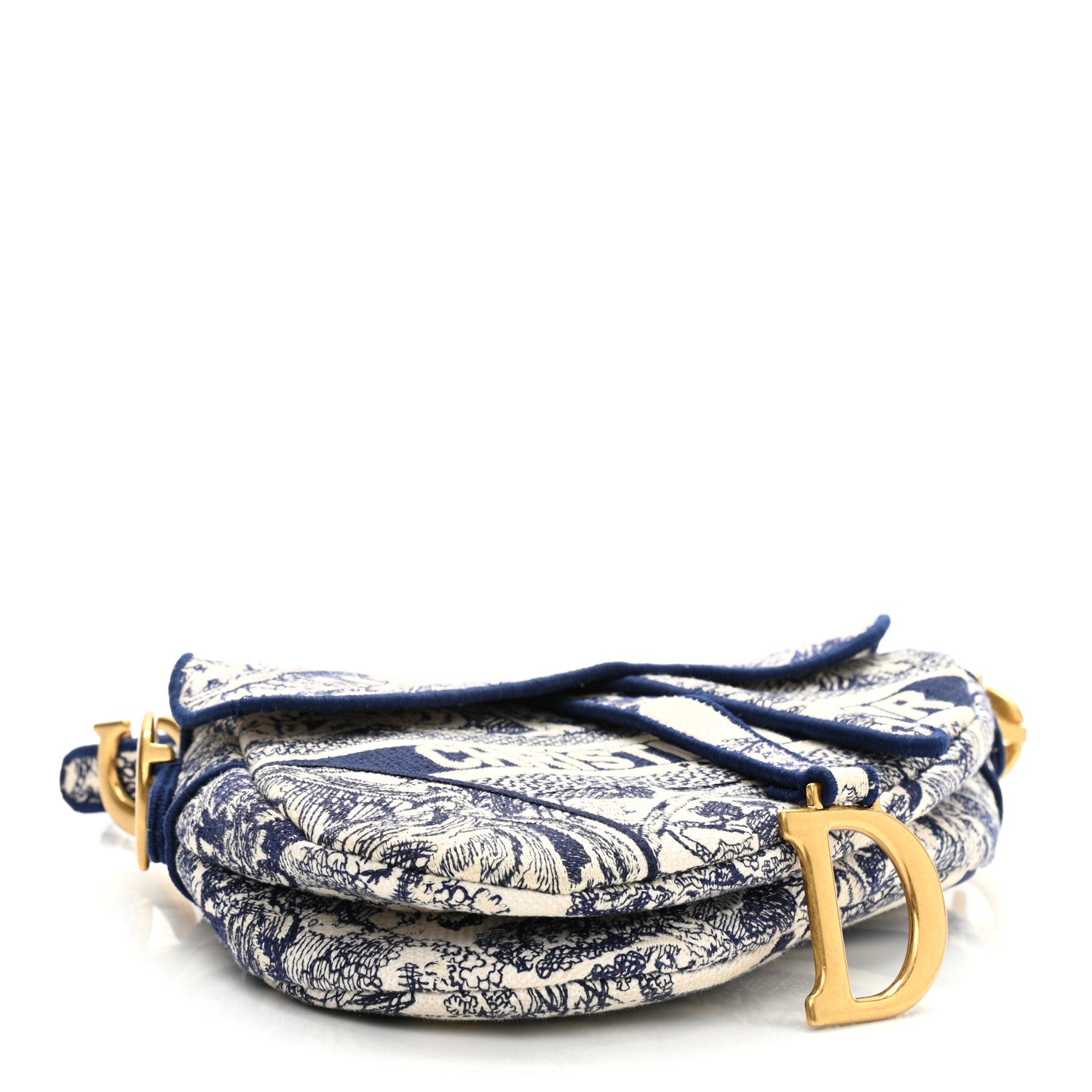 Christian Dior Canvas Embroidered Toile de Jouy Saddle Bag Blue 4 of 10