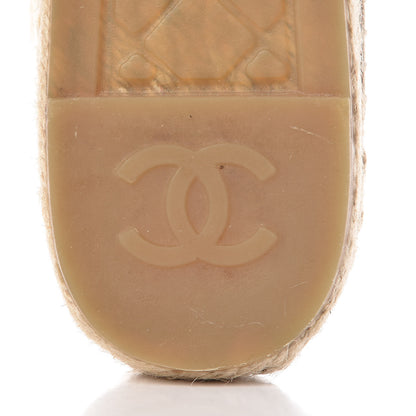 Chanel Metallic Calfskin Grosgrain CC Espadrilles 37 Ivory Black 10 of 12