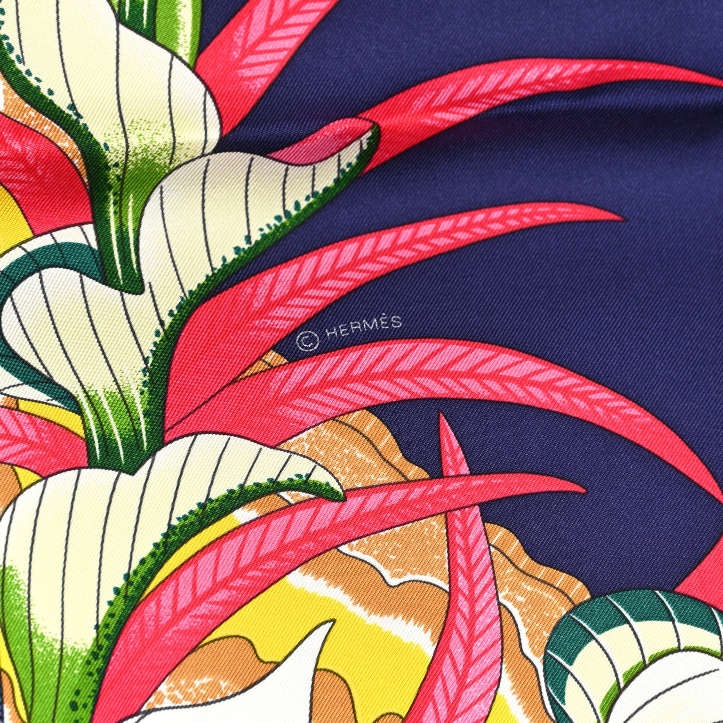 Silk La Marche Du Zambeze Scarf 90 Indigo Rose Vif Multicolor
