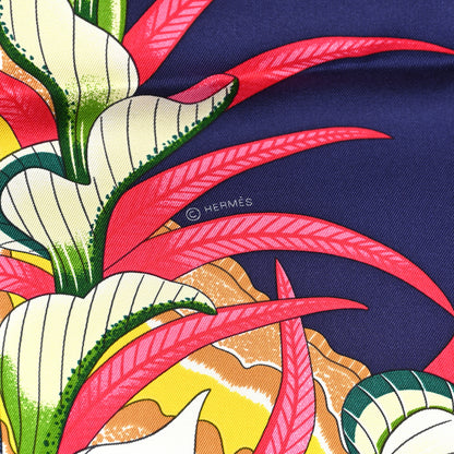 Hermes Silk La Marche Du Zambeze Scarf 90 Indigo Rose Vif Multicolor 3 of 5