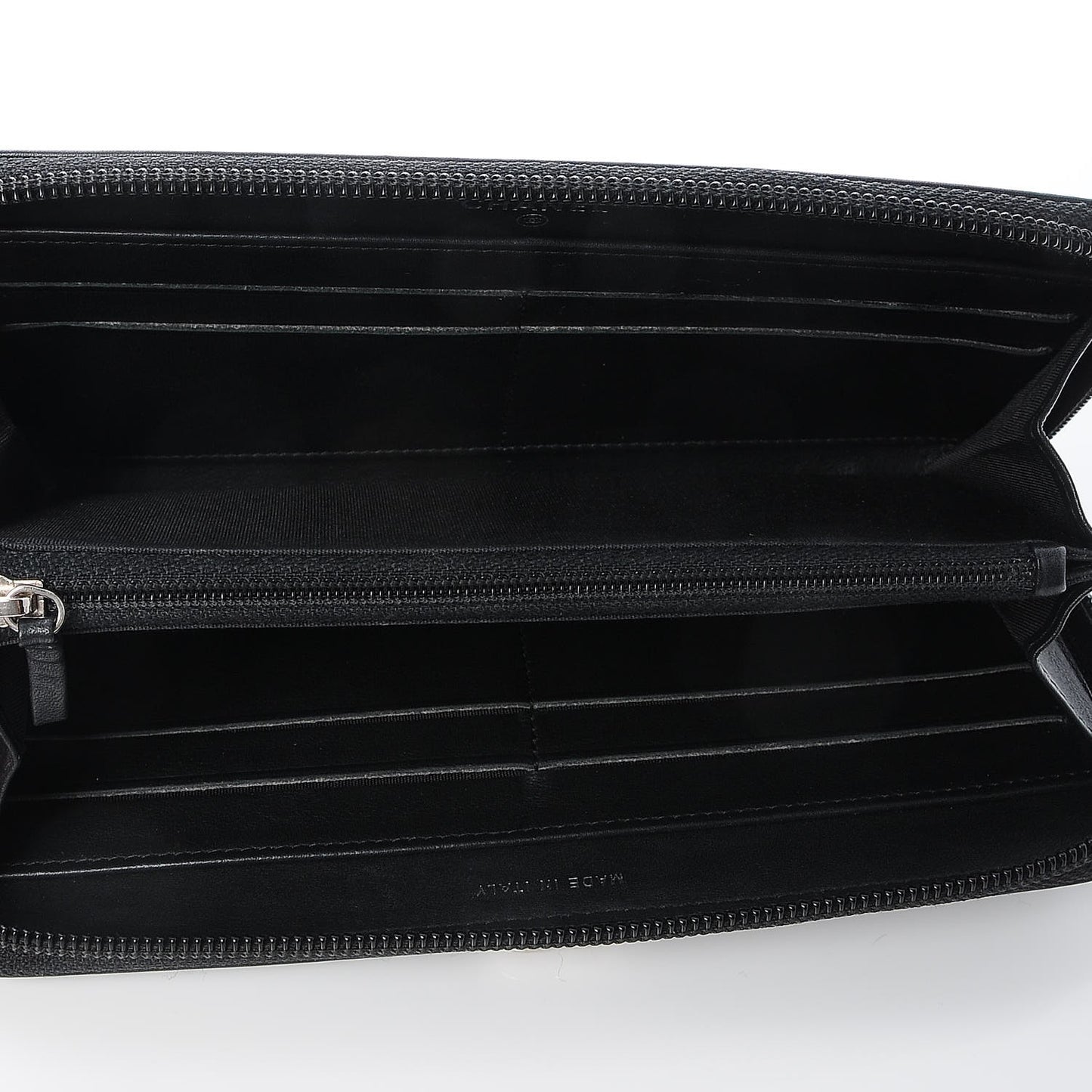 Calfskin Chevron Zip Around Boy Wallet Black