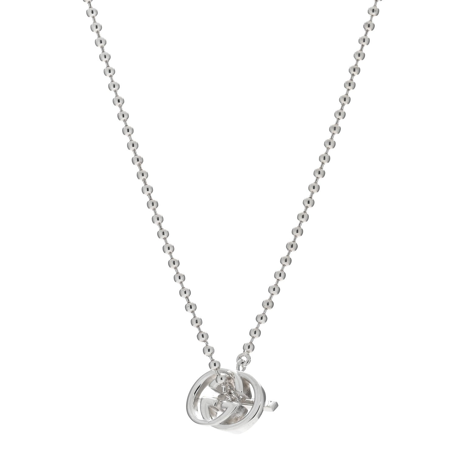 Gucci Sterling Silver Interlocking G Brit Toggle Necklace 1 of 4