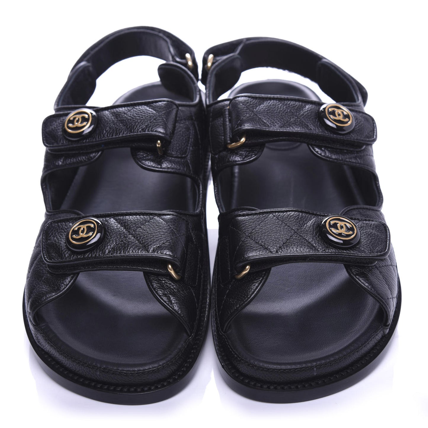 Grained Calfskin Velcro Dad Sandals 39.5 Black