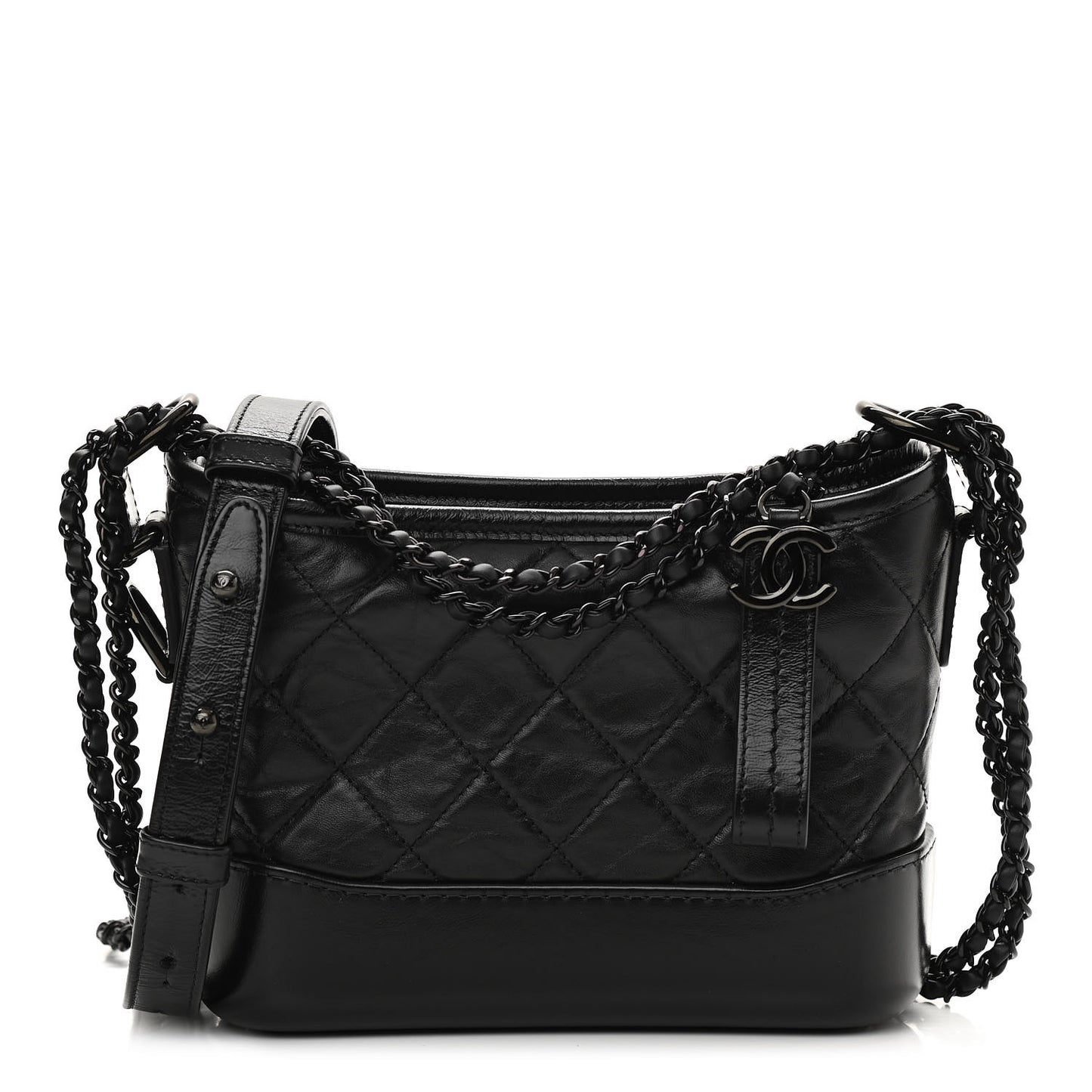 Aged Calfskin Quilted Small Gabrielle Hobo So Black