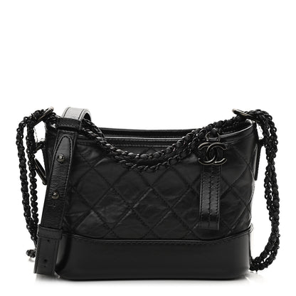 Chanel Aged Calfskin Quilted Small Gabrielle Hobo So Black 1 of 9