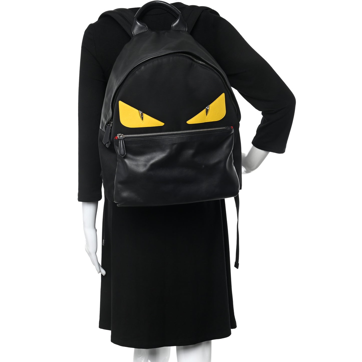 Nylon Vitello Liberty Vitello Dolce Monster Eyes Rounded Backpack Black Sunflower