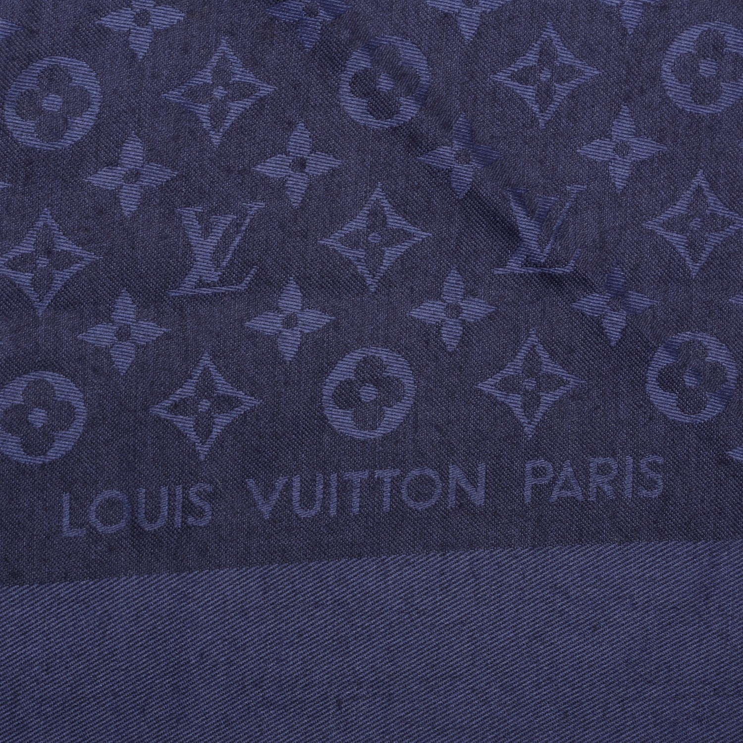 Louis Vuitton Wool Silk Monogram Shawl Blue Nuit 4 of 5