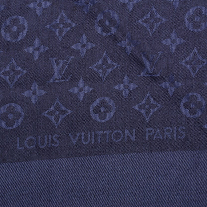 Louis Vuitton Wool Silk Monogram Shawl Blue Nuit 4 of 5