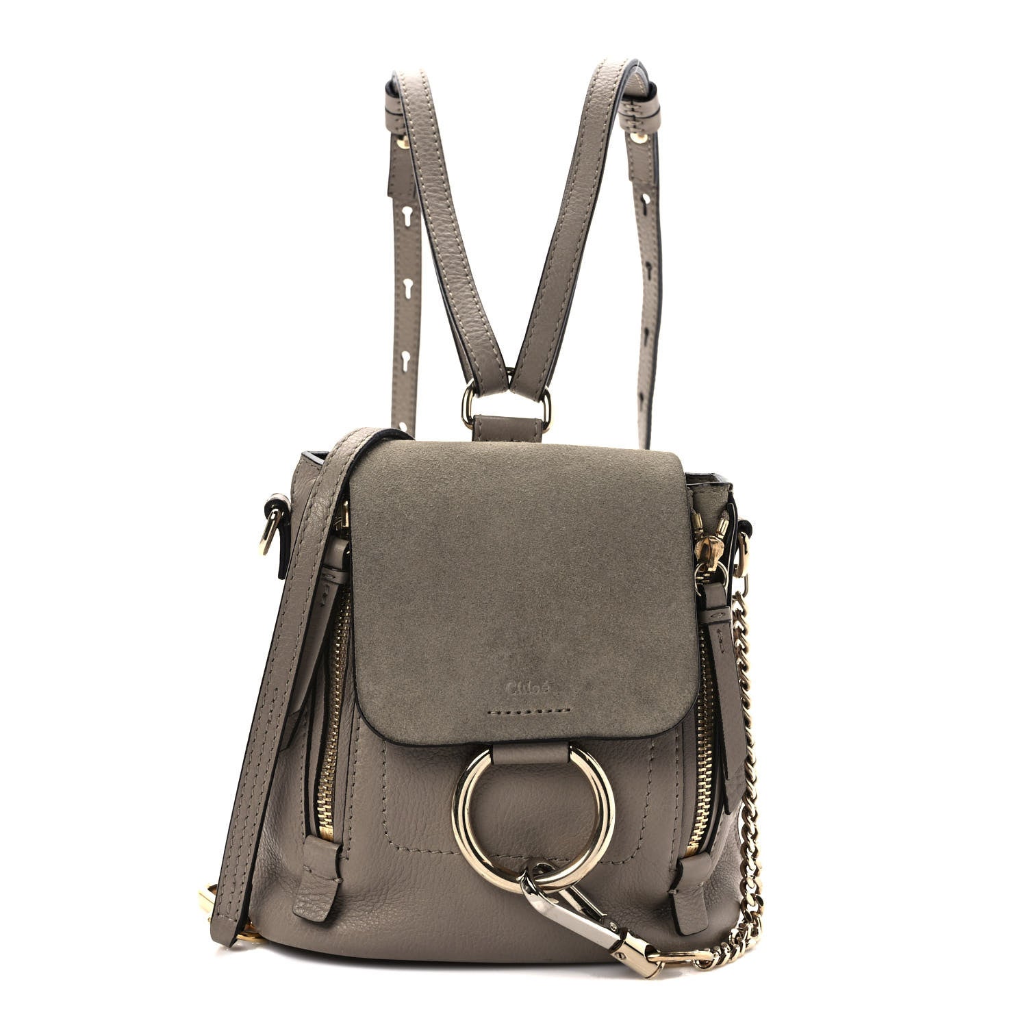 Chloe Suede Calfskin Mini Faye Backpack Motty Grey 1 of 11