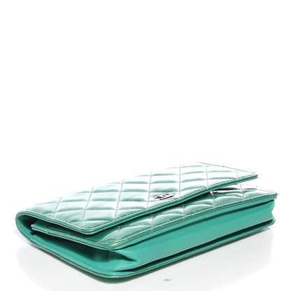 Chanel Patent Quilted Wallet On Chain WOC Green 4 of 8