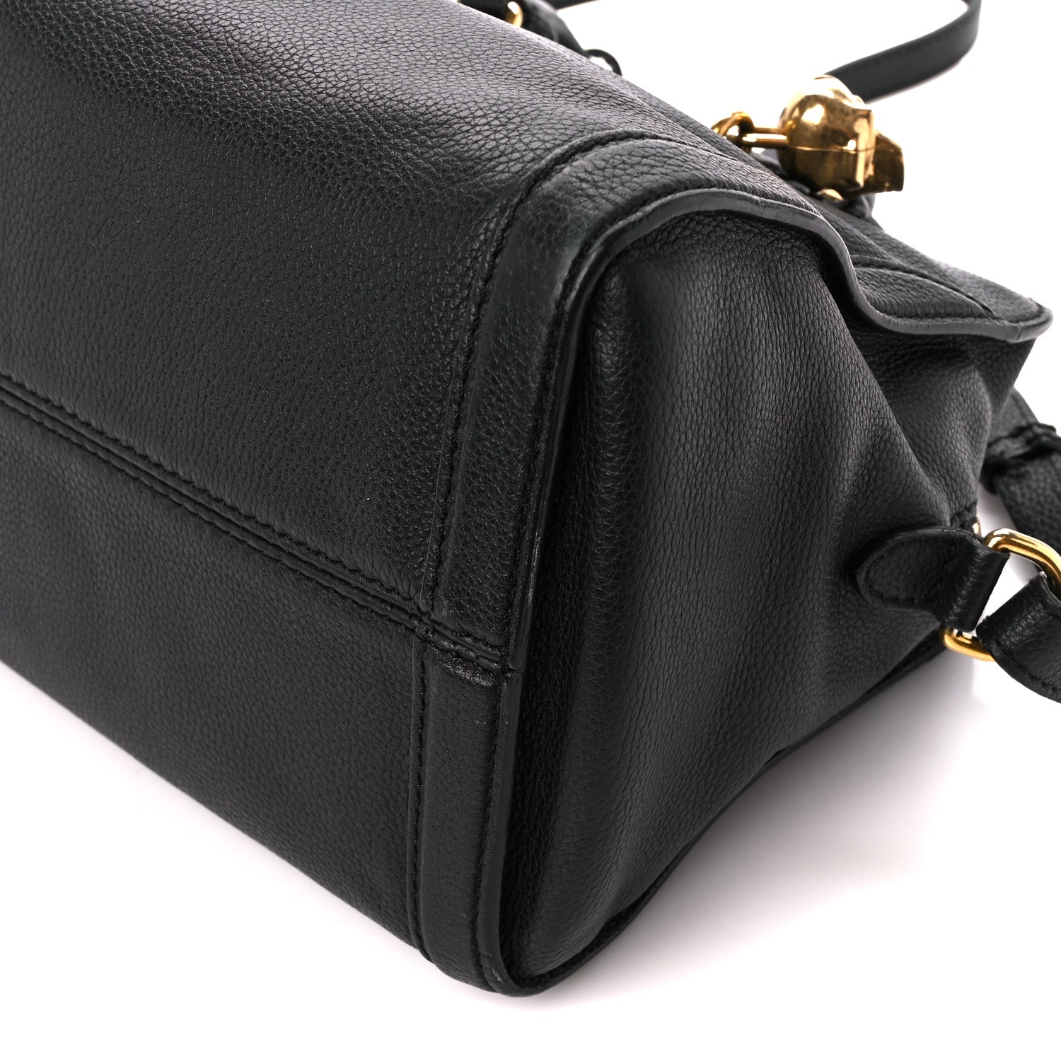 Alexander McQueen Pebbled Calfskin Small Skull Padlock Zip Around Tote Black 14 of 14