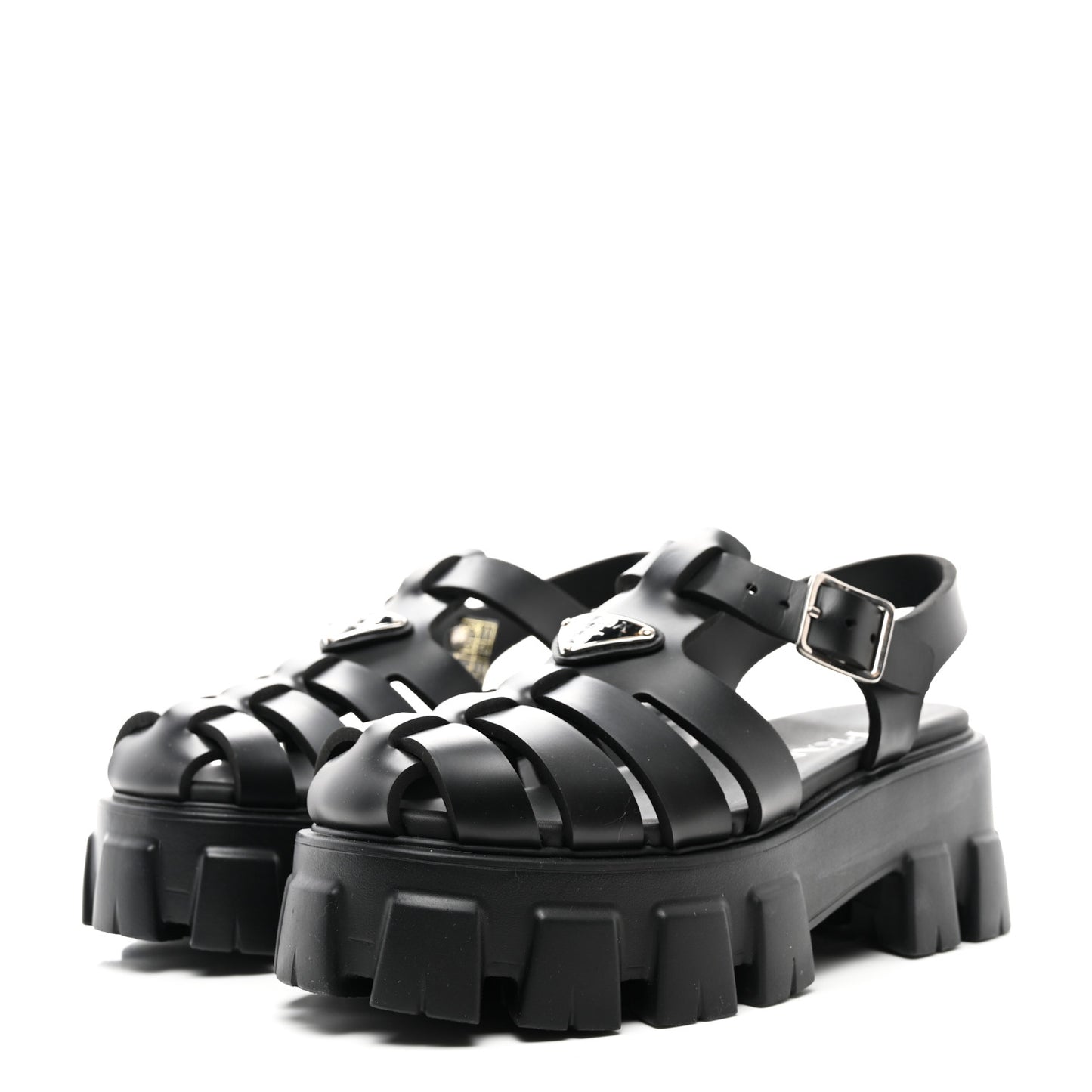 Foam Rubber Triangle Logo Monolith 55mm Cage Sandals 37 Black