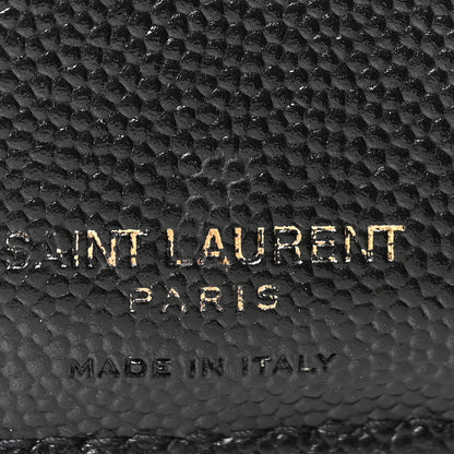 Saint Laurent Grain De Poudre Matelasse Chevron Monogram Zipped Card Case Black 12 of 12