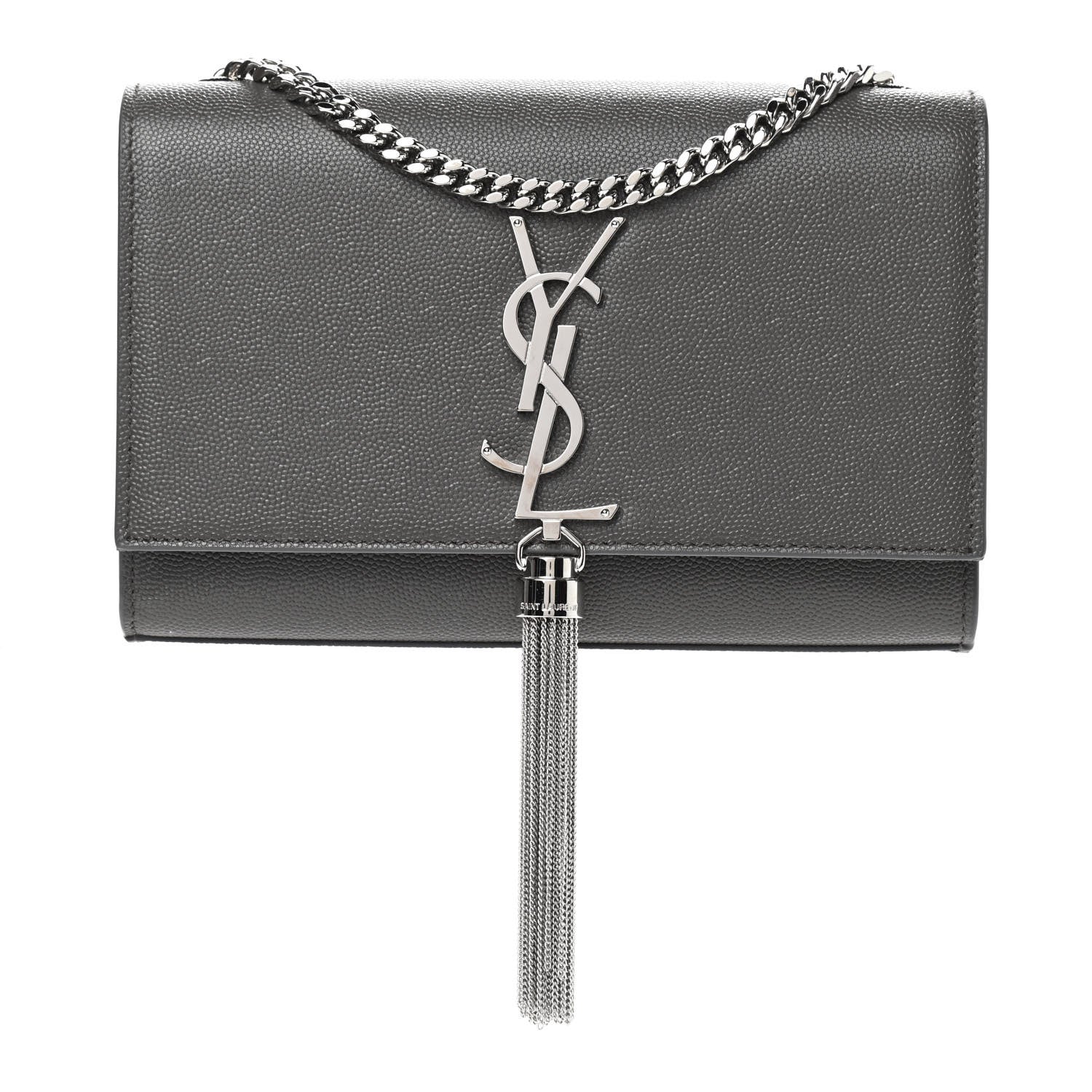 Saint Laurent Grain De Poudre Small Classic Monogram Kate Tassel Chain Wallet Gray 1 of 8