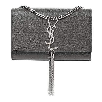 Saint Laurent Grain De Poudre Small Classic Monogram Kate Tassel Chain Wallet Gray 1 of 8