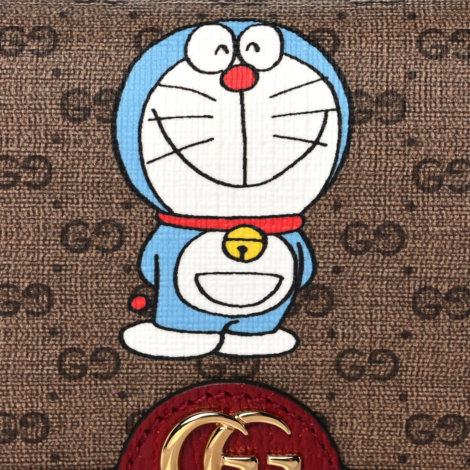 Gucci X DORAEMON Mini Vintage GG Supreme Monogram Card Case Wallet Beige Cherry Red 9 of 10