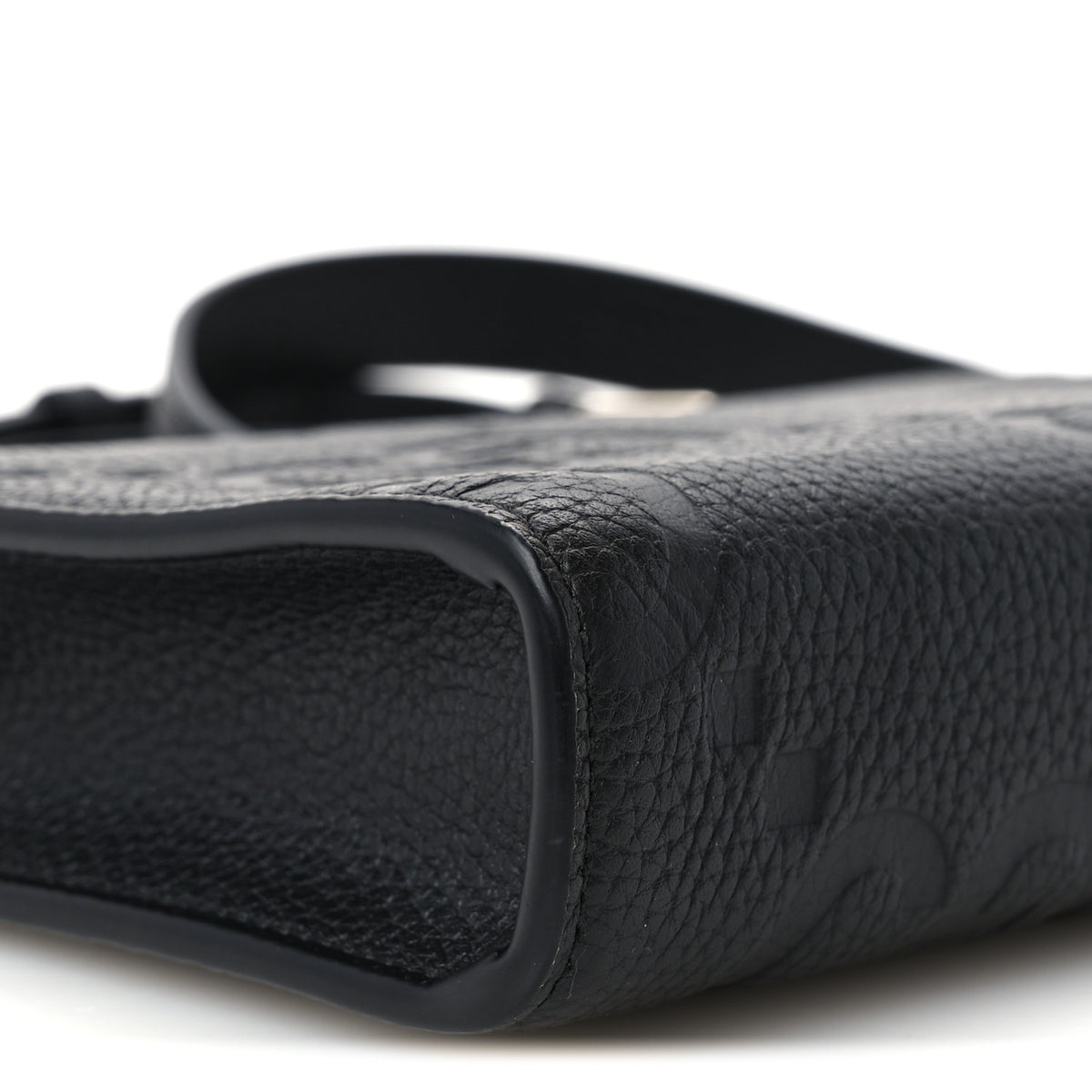 Monogram Jumbo GG Textured Dollar Calfskin Wristlet Messenger Bag Black