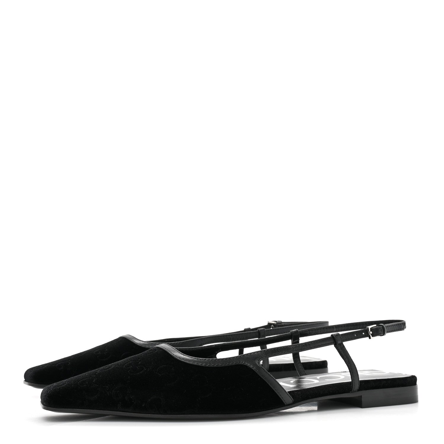 Gucci Velvet GG Monogram Slingback Ballet Flats 39.5 Black 3 of 8