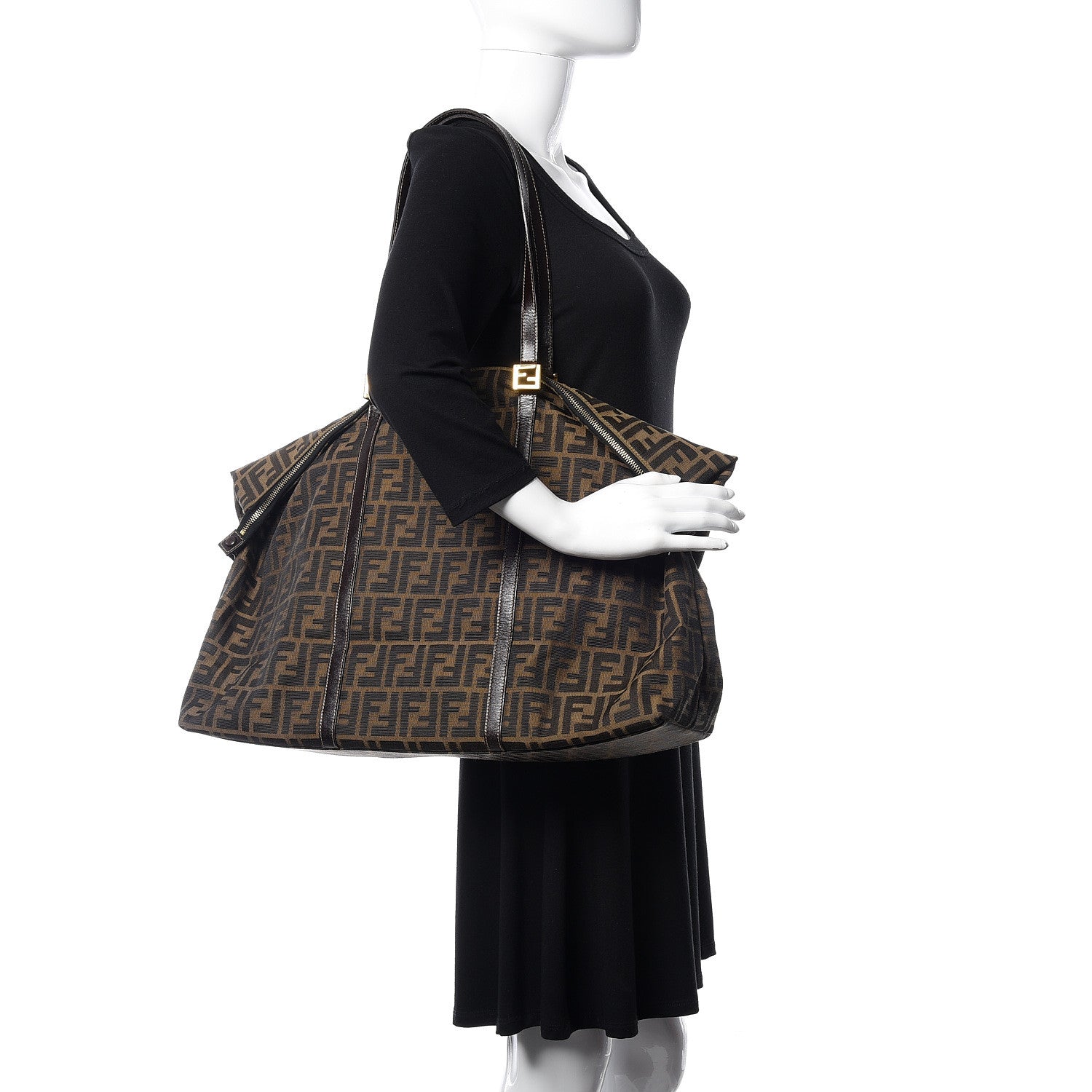 Fendi Zucca Large Zip Tote Tobacco 2 of 9