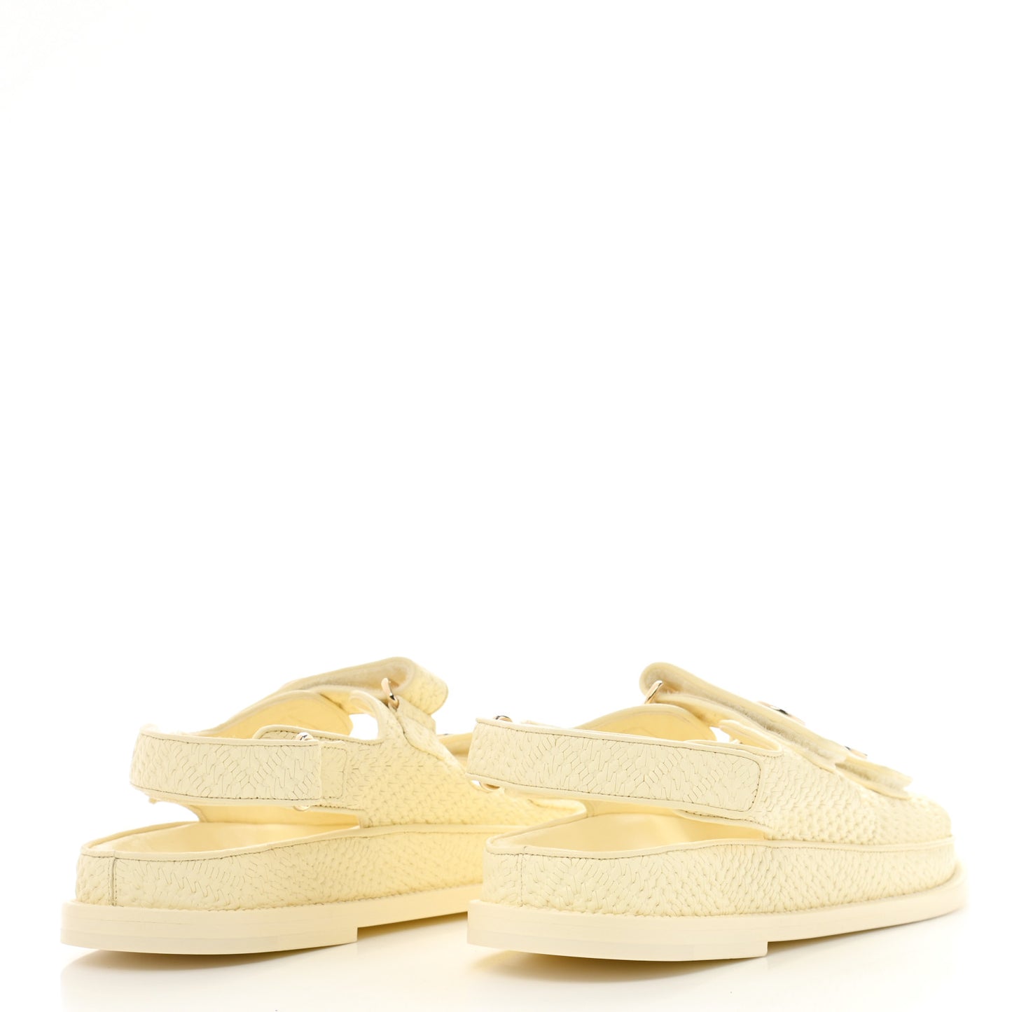 Calfskin Printed Velcro Dad Sandals 38 Light Yellow