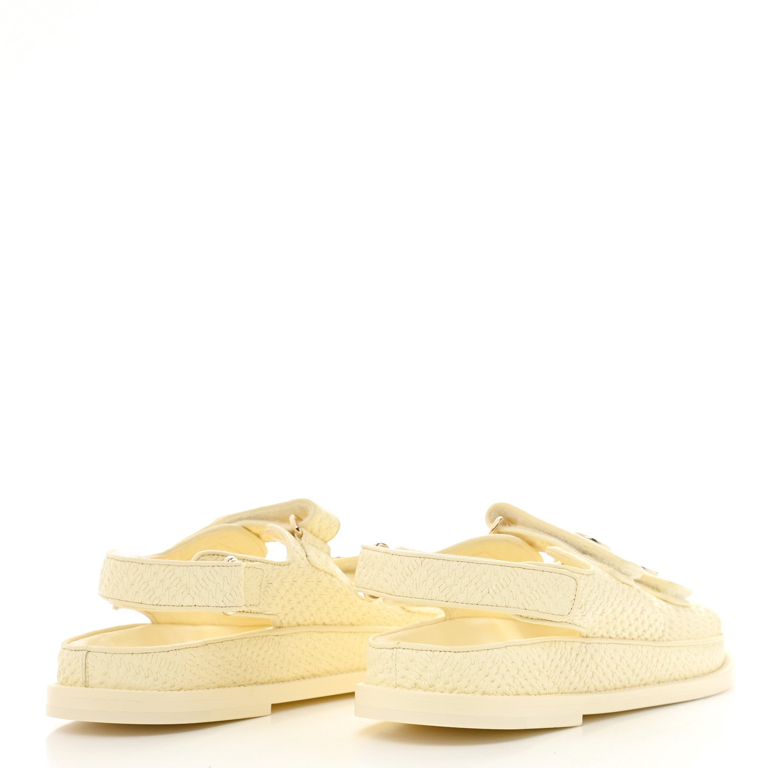 Chanel Calfskin Printed Velcro Dad Sandals 38 Light Yellow 4 of 9