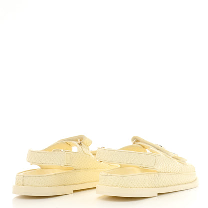 Chanel Calfskin Printed Velcro Dad Sandals 38 Light Yellow 4 of 9